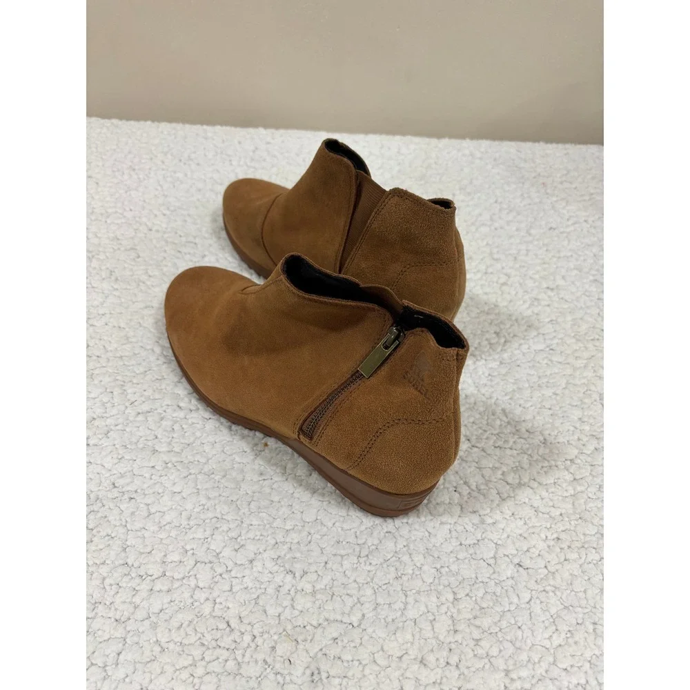 Sorel Womens 12 Brown Suede Wedge Ankle Bootie Everyday Comfort Casual Boho